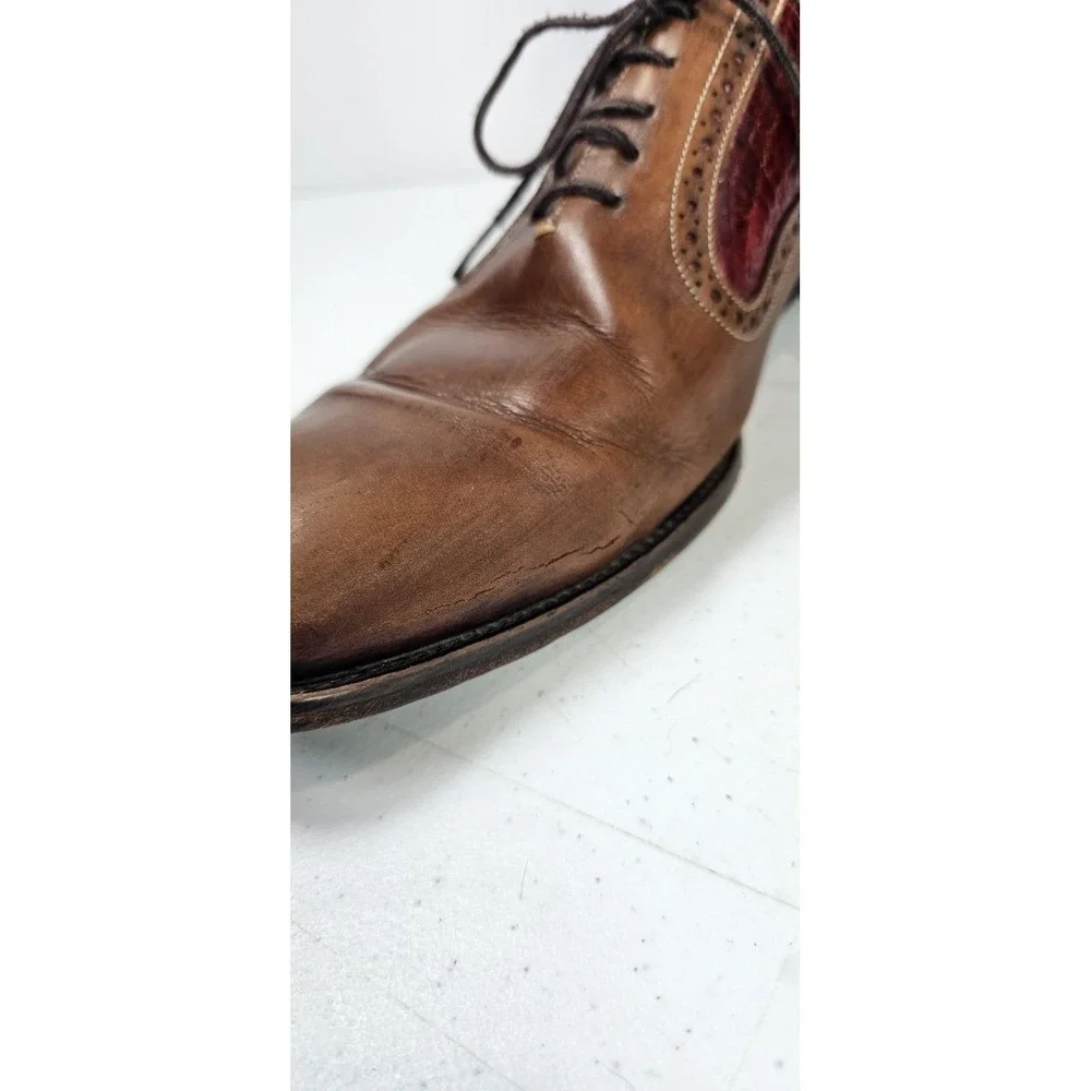 Belvedere Mens Alligator Wingtip Oxford Leather Dress‎ Shoes 10.5 D
